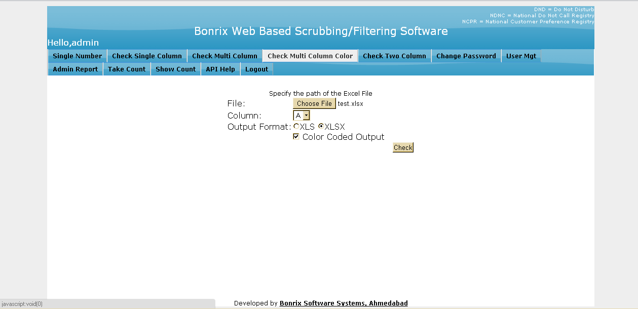 Admin Check Multi Column color